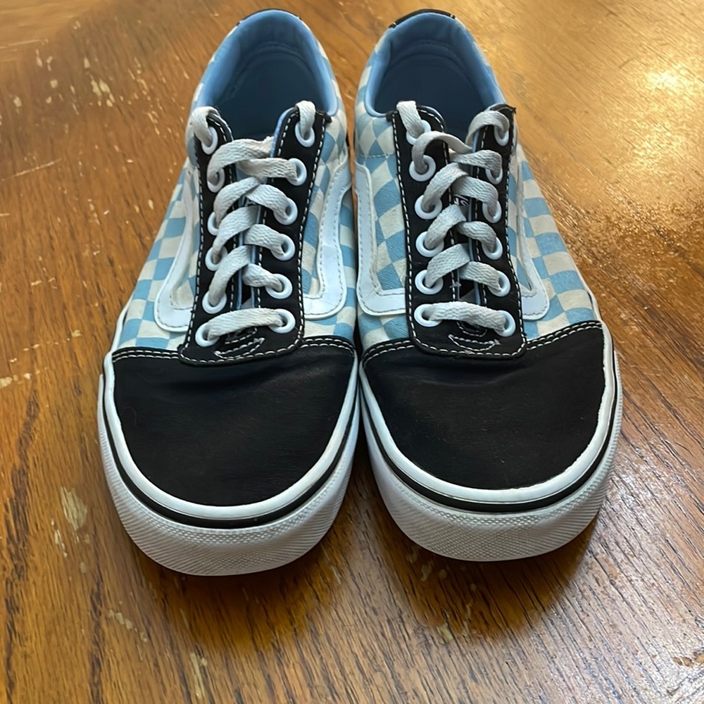 baby blue checkered Vans